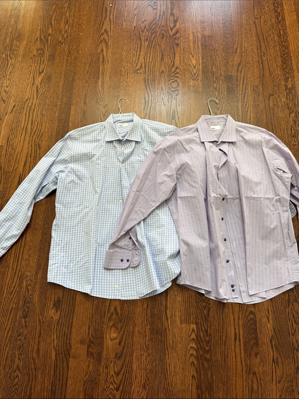 NORDSTROM RACK Light Blue Check & Lavender Dress Shirts - Twin Pack